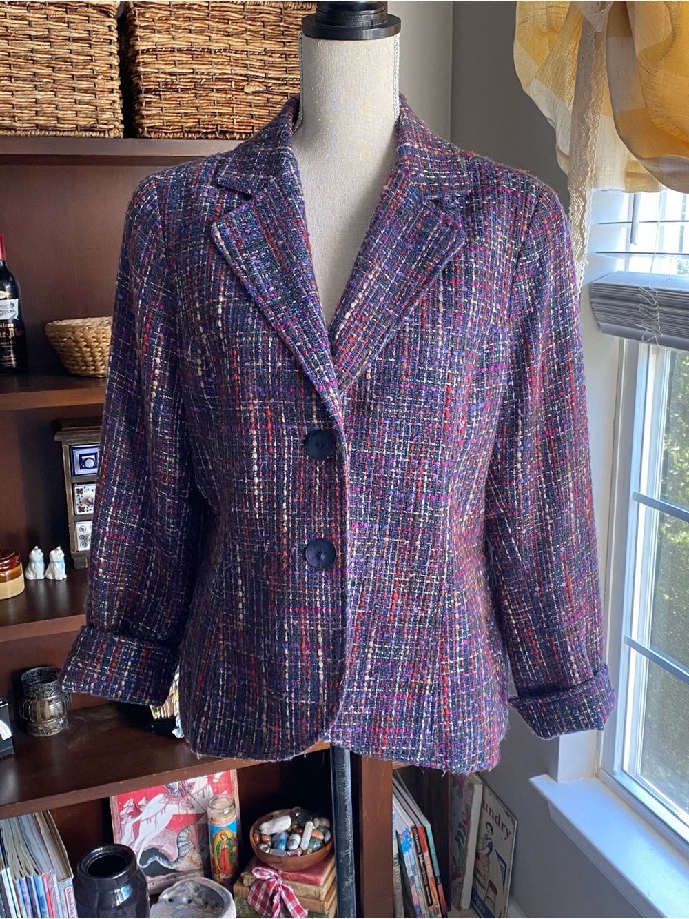 Coldwater Creek Purple Multi-Color Tweed Blazer Womans Size 16